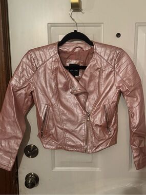 Me Jane Girls Rose Gold Metallic Moto Jacket 

Size 12